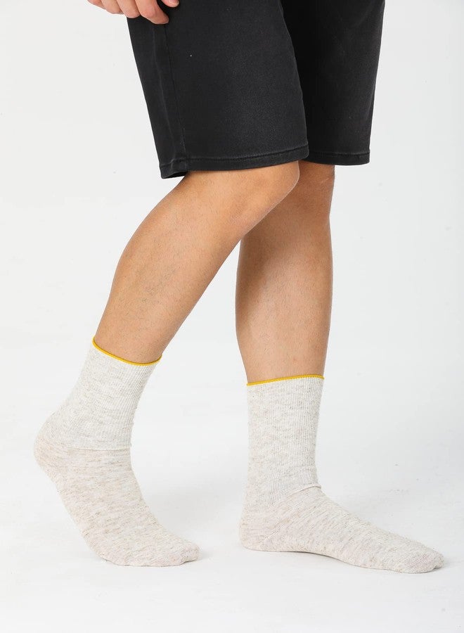 GoWith Diabetic Socks for Men, Cotton-Linen Blend Comfy Seamless Non-Binding Dress Socks, Neuropathy Crew Socks for Diabetics, 43-46, 3064 - Image 5